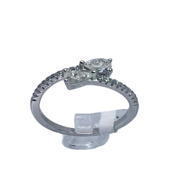 Moissanite Diamond Band Pear Cut Ring 925 18K GRA Size 7 - Picture 8 of 8